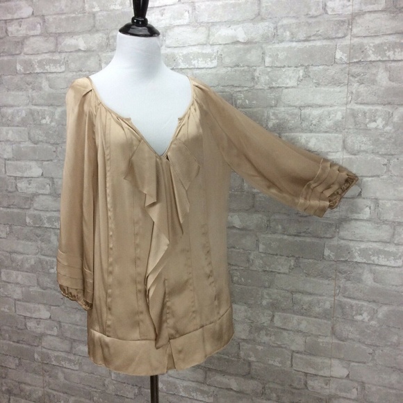 Diane von Furstenberg Blush Silk Waterfall Blouse - Picture 1 of 8